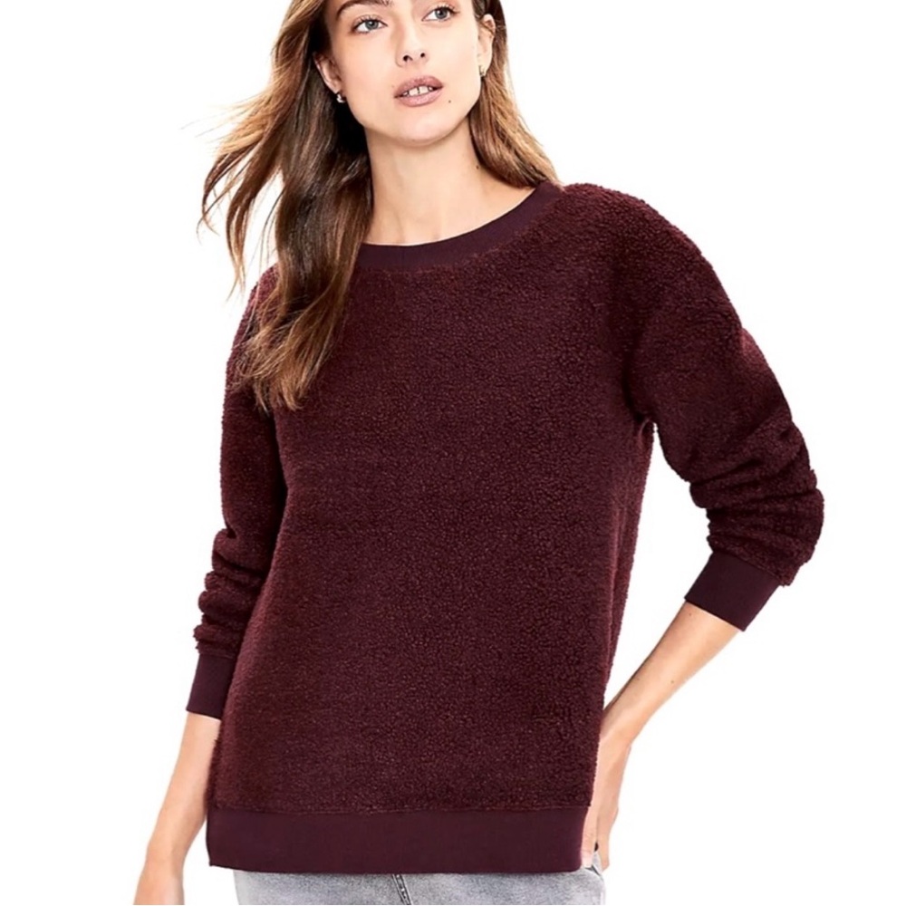 LOFT Sherpa Sweatshirt in Bordeaux